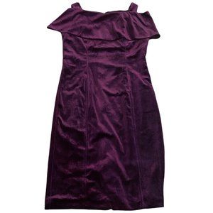 Nanette Lepore Velvet Cold Shoulder Dress Purple 8 Womens Cocktail Plum Feminine